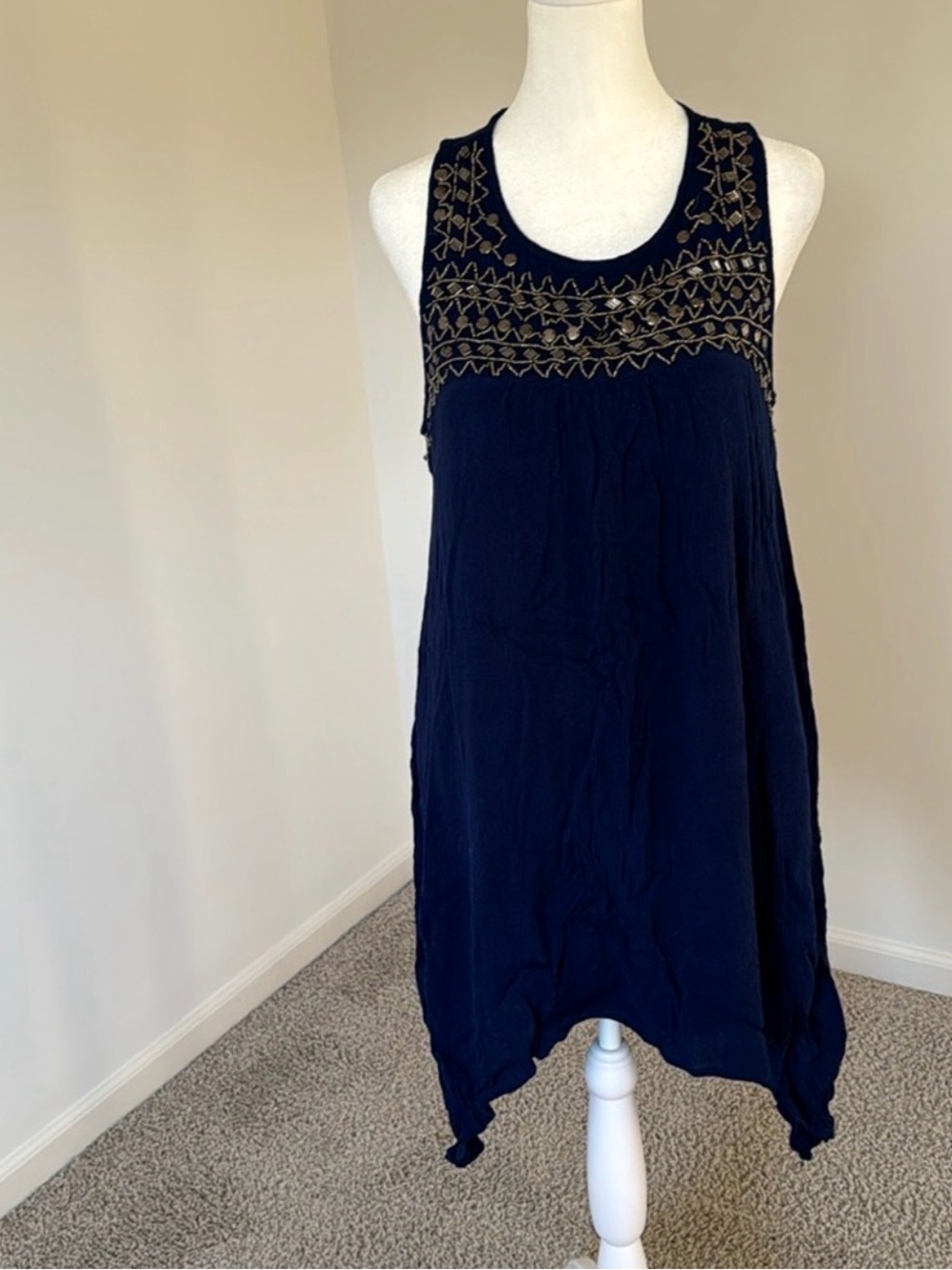 Navy Embellished Sleeveless Dress Size M | Party & Special Occasion